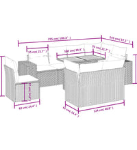 9-tlg. Garten-Sofagarnitur mit Kissen Grau Poly Rattan