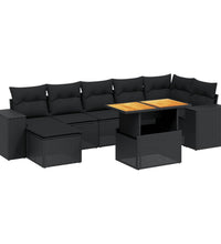 8-tlg. Garten-Sofagarnitur mit Kissen Schwarz Poly Rattan