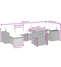 8-tlg. Garten-Sofagarnitur mit Kissen Schwarz Poly Rattan