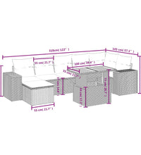 8-tlg. Garten-Sofagarnitur mit Kissen Beige Poly Rattan