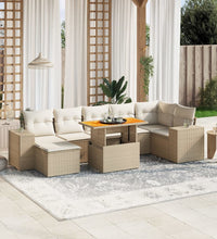 8-tlg. Garten-Sofagarnitur mit Kissen Beige Poly Rattan