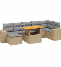 8-tlg. Garten-Sofagarnitur mit Kissen Beige Poly Rattan