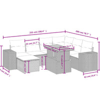 8-tlg. Garten-Sofagarnitur mit Kissen Schwarz Poly Rattan