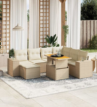 8-tlg. Garten-Sofagarnitur mit Kissen Beige Poly Rattan