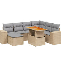 8-tlg. Garten-Sofagarnitur mit Kissen Beige Poly Rattan