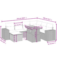 8-tlg. Garten-Sofagarnitur mit Kissen Grau Poly Rattan
