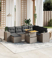 8-tlg. Garten-Sofagarnitur mit Kissen Grau Poly Rattan