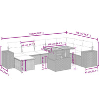 9-tlg. Garten-Sofagarnitur mit Kissen Schwarz Poly Rattan