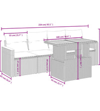 5-tlg. Garten-Sofagarnitur mit Kissen Schwarz Poly Rattan