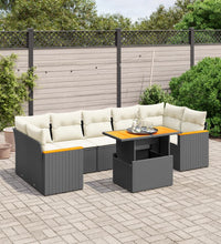 8-tlg. Garten-Sofagarnitur mit Kissen Schwarz Poly Rattan