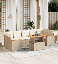 8-tlg. Garten-Sofagarnitur mit Kissen Beige Poly Rattan