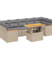 8-tlg. Garten-Sofagarnitur mit Kissen Beige Poly Rattan