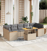 8-tlg. Garten-Sofagarnitur mit Kissen Beige Poly Rattan