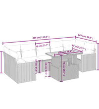 8-tlg. Garten-Sofagarnitur mit Kissen Grau Poly Rattan