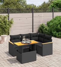5-tlg. Garten-Sofagarnitur mit Kissen Schwarz Poly Rattan