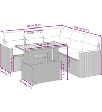 6-tlg. Garten-Sofagarnitur mit Kissen Grau Poly Rattan