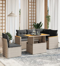6-tlg. Garten-Sofagarnitur mit Kissen Grau Poly Rattan