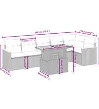 7-tlg. Garten-Sofagarnitur mit Kissen Grau Poly Rattan