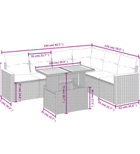 7-tlg. Garten-Sofagarnitur mit Kissen Grau Poly Rattan
