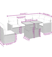 7-tlg. Garten-Sofagarnitur mit Kissen Beige Poly Rattan