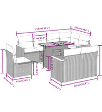 9-tlg. Garten-Sofagarnitur mit Kissen Schwarz Poly Rattan