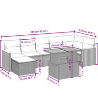 8-tlg. Garten-Sofagarnitur mit Kissen Schwarz Poly Rattan
