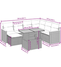 8-tlg. Garten-Sofagarnitur mit Kissen Schwarz Poly Rattan