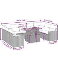 10-tlg. Garten-Sofagarnitur mit Kissen Schwarz Poly Rattan