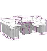 10-tlg. Garten-Sofagarnitur mit Kissen Beige Poly Rattan