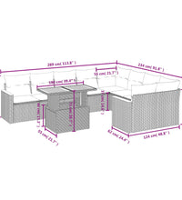 10-tlg. Garten-Sofagarnitur mit Kissen Schwarz Poly Rattan