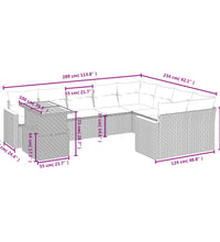10-tlg. Garten-Sofagarnitur mit Kissen Schwarz Poly Rattan
