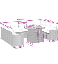 11-tlg. Garten-Sofagarnitur mit Kissen Schwarz Poly Rattan