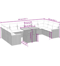 11-tlg. Garten-Sofagarnitur mit Kissen Grau Poly Rattan