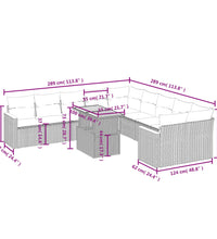 11-tlg. Garten-Sofagarnitur mit Kissen Schwarz Poly Rattan