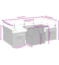 7-tlg. Garten-Sofagarnitur mit Kissen Schwarz Poly Rattan