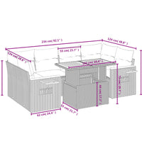 7-tlg. Garten-Sofagarnitur mit Kissen Beige Poly Rattan