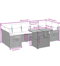 8-tlg. Garten-Sofagarnitur mit Kissen Schwarz Poly Rattan