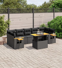 8-tlg. Garten-Sofagarnitur mit Kissen Schwarz Poly Rattan