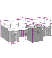 8-tlg. Garten-Sofagarnitur mit Kissen Grau Poly Rattan