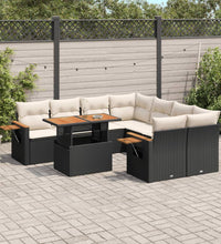9-tlg. Garten-Sofagarnitur mit Kissen Schwarz Poly Rattan