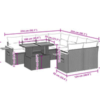 9-tlg. Garten-Sofagarnitur mit Kissen Grau Poly Rattan