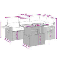 5-tlg. Garten-Sofagarnitur mit Kissen Schwarz Poly Rattan