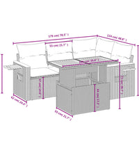 5-tlg. Garten-Sofagarnitur mit Kissen Schwarz Poly Rattan
