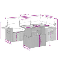 5-tlg. Garten-Sofagarnitur mit Kissen Grau Poly Rattan