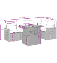 6-tlg. Garten-Sofagarnitur mit Kissen Schwarz Poly Rattan
