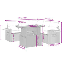 6-tlg. Garten-Sofagarnitur mit Kissen Beige Poly Rattan