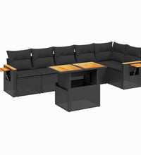 7-tlg. Garten-Sofagarnitur mit Kissen Schwarz Poly Rattan