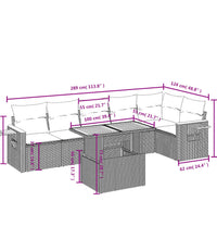 7-tlg. Garten-Sofagarnitur mit Kissen Grau Poly Rattan