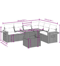 7-tlg. Garten-Sofagarnitur mit Kissen Schwarz Poly Rattan