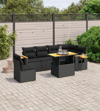 7-tlg. Garten-Sofagarnitur mit Kissen Schwarz Poly Rattan